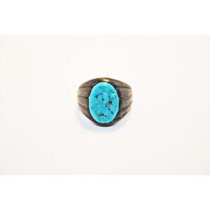 Size 11 - Big Turquoise Sterling Silver Men's Statement Ring